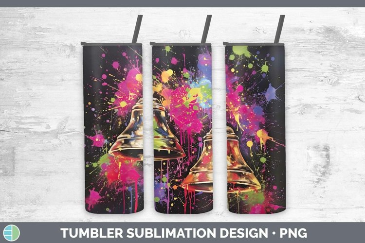 Neon Christmas Jingle Bells Tumbler Sublimation 20 oz Skinny