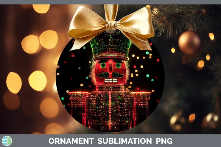 Neon Christmas Nutcracker Ornament Sublimation Bauble Design