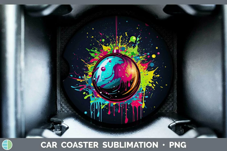 Neon Christmas Ornaments Car Coaster Sublimation Coaster Des