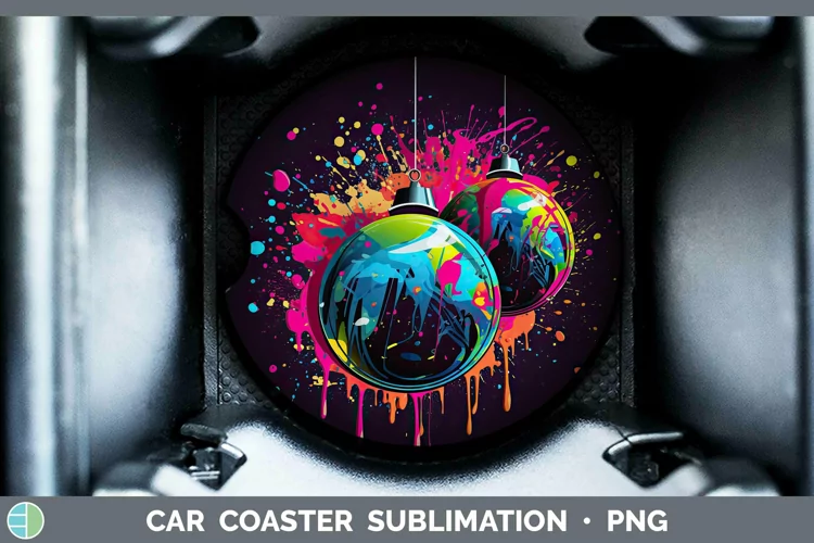 Neon Christmas Ornaments Car Coaster Sublimation Coaster Des
