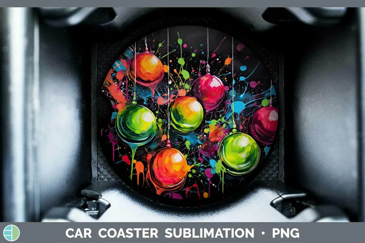 Neon Christmas Ornaments Car Coaster Sublimation Coaster Des