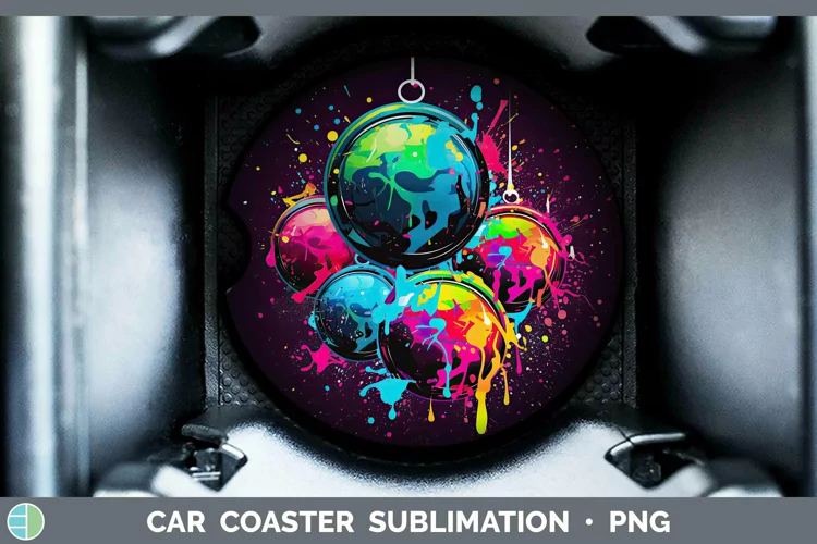 Neon Christmas Ornaments Car Coaster Sublimation Coaster Des