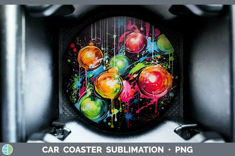 Neon Christmas Ornaments Car Coaster Sublimation Coaster Des
