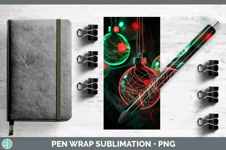 Neon Christmas Ornaments Pen Wrap Sublimation Pen Designs