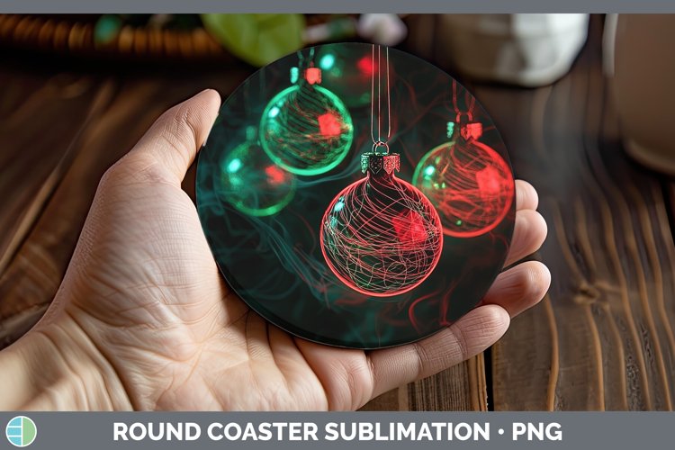 GorgeousNeon Christmas Round Coaster design.