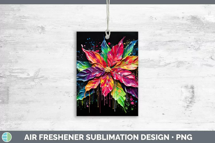 Neon Christmas Poinsettia Air Freshener Sublimation Car Fres