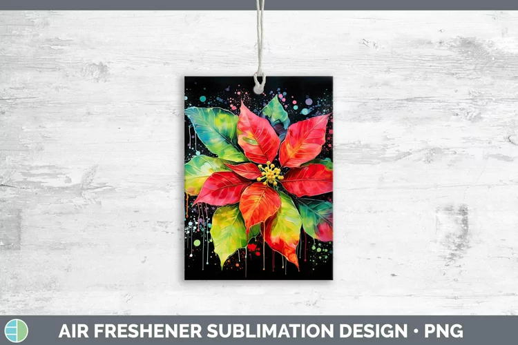 Neon Christmas Poinsettia Air Freshener Sublimation Car Fres