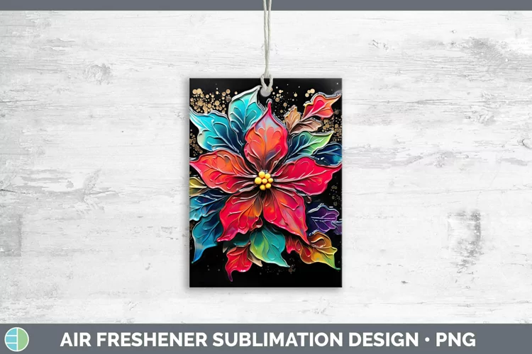Neon Christmas Poinsettia Air Freshener Sublimation Car Fres