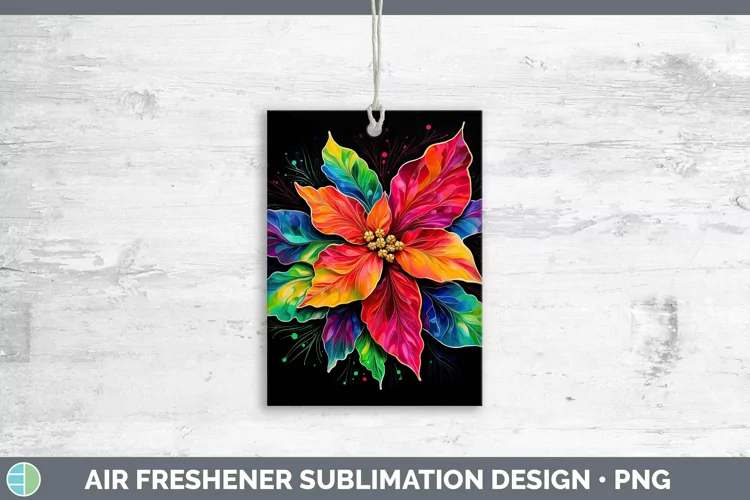 Neon Christmas Poinsettia Air Freshener Sublimation Car Fres