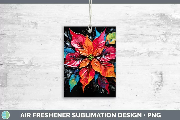 Neon Christmas Poinsettia Air Freshener Sublimation Car Fres