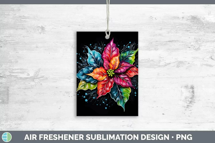 Neon Christmas Poinsettia Air Freshener Sublimation Car Fres
