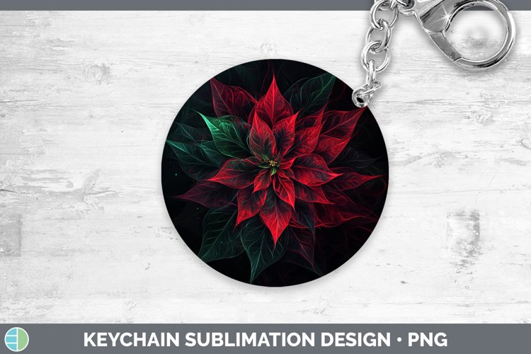 Neon Christmas Poinsettia Keychain Sublimation Keyring Desig