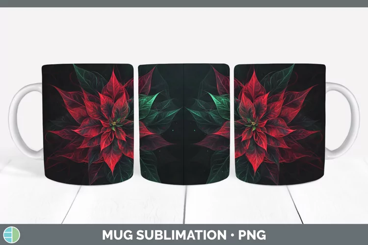 Neon Christmas Poinsettia Mug Wrap Sublimation Coffee Cup De