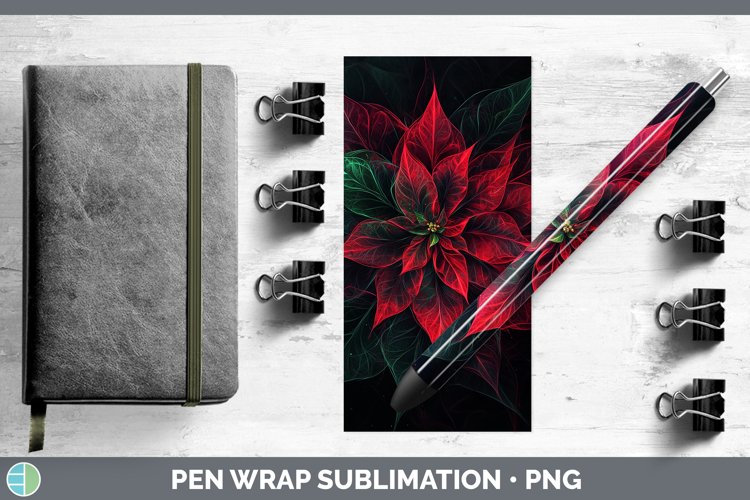 Neon Christmas Poinsettia Pen Wrap Sublimation Pen Designs
