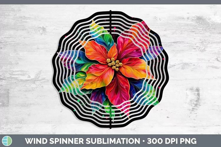 Neon Christmas Poinsettia Wind Spinner Sublimation Spinner D