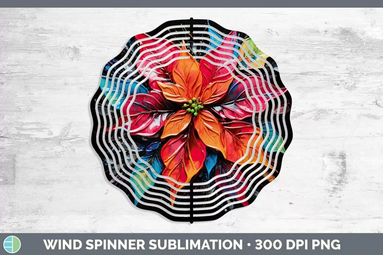Neon Christmas Poinsettia Wind Spinner Sublimation Spinner D