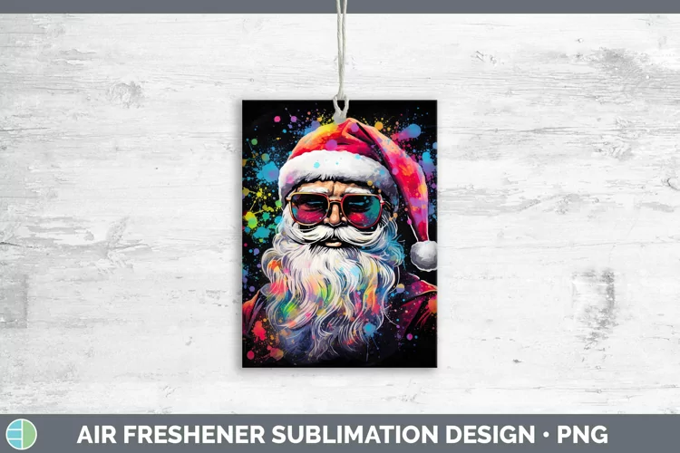 Neon Christmas Santa Air Freshener Sublimation Car Freshener