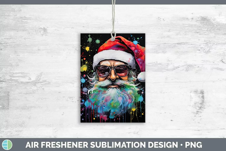 Neon Christmas Santa Air Freshener Sublimation Car Freshener