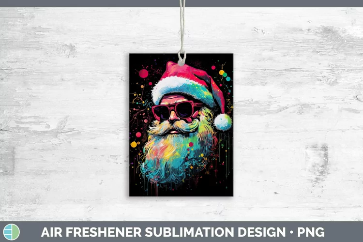 Neon Christmas Santa Air Freshener Sublimation Car Freshener