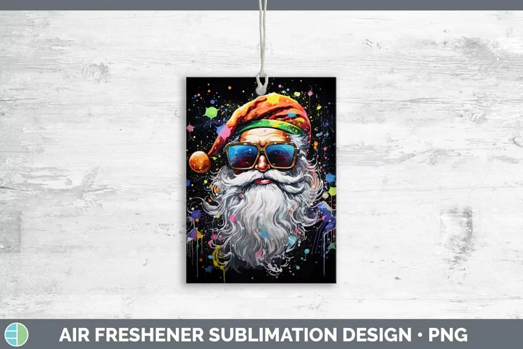 Neon Christmas Santa Air Freshener Sublimation Car Freshener