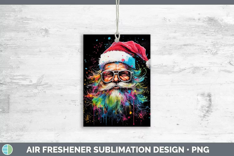 Neon Christmas Santa Air Freshener Sublimation Car Freshener