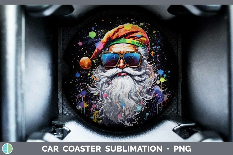 Neon Christmas Santa Car Coaster Sublimation Coaster Designs