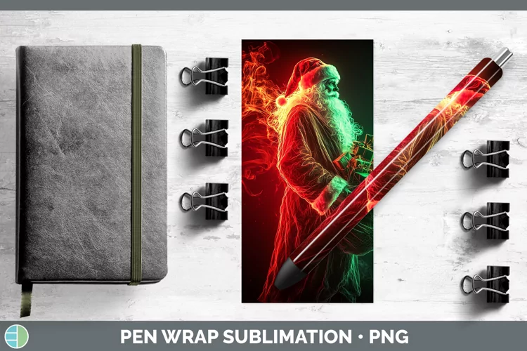 Neon Christmas Santa Gifts Pen Wrap Sublimation Pen Designs