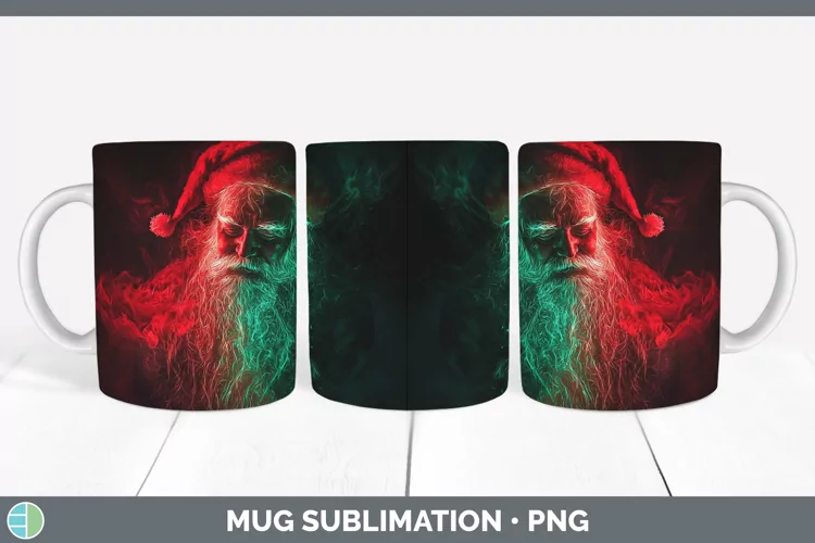 Neon Christmas Santa Mug Wrap Sublimation Coffee Cup Designs