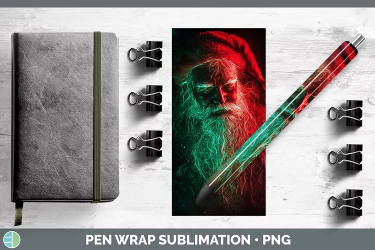 Neon Christmas Santa Pen Wrap Sublimation Pen Designs