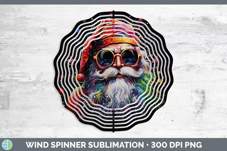 Neon Christmas Santa Wind Spinner Sublimation Spinner Design