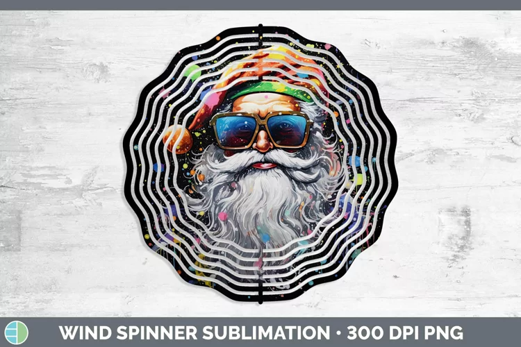 Neon Christmas Santa Wind Spinner Sublimation Spinner Design
