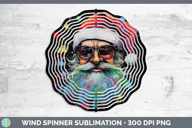 Neon Christmas Santa Wind Spinner Sublimation Spinner Design