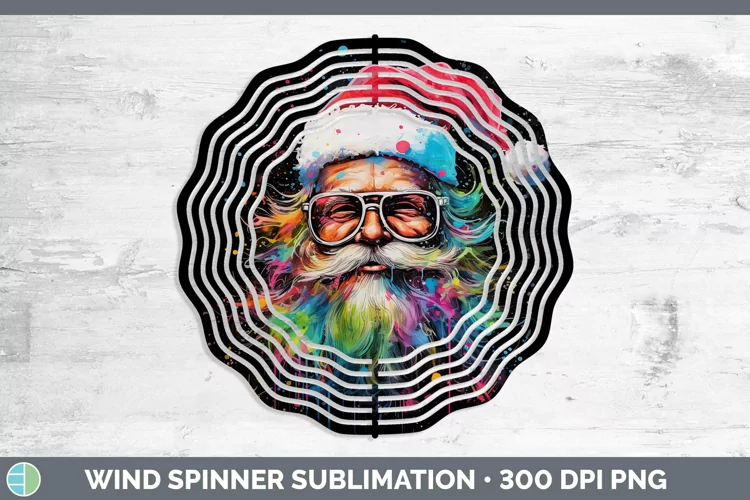 Neon Christmas Santa Wind Spinner Sublimation Spinner Design