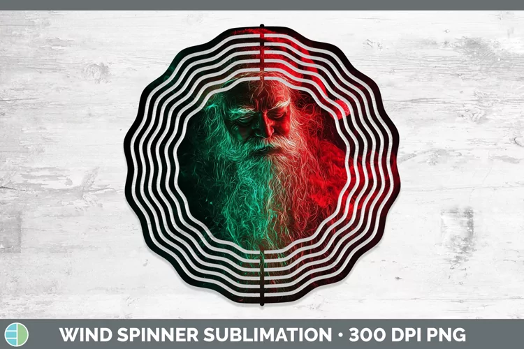 Neon Christmas Santa Wind Spinner Sublimation Spinner Design