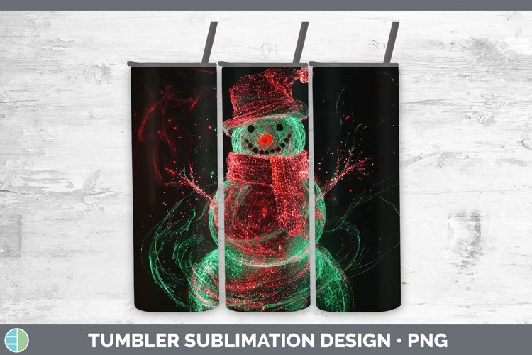 Neon Christmas Snowman Tumbler Sublimation 20 oz Skinny Tumb