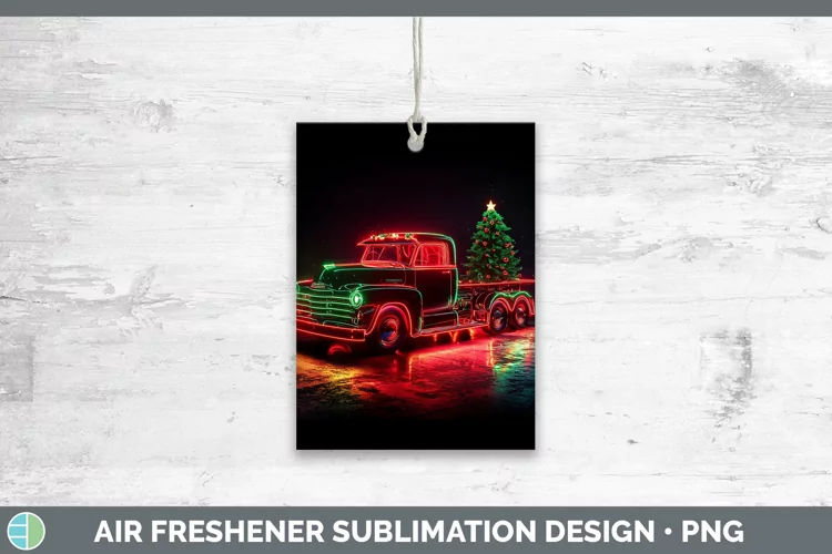 Neon Christmas Vintage Truck Air Freshener Sublimation Car F