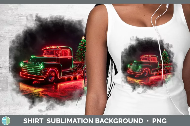 Neon Christmas Vintage Truck Shirt Sublimation Sublimation B