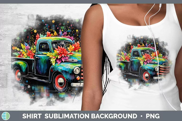 Neon Christmas Vintage Truck Shirt Sublimation Sublimation B