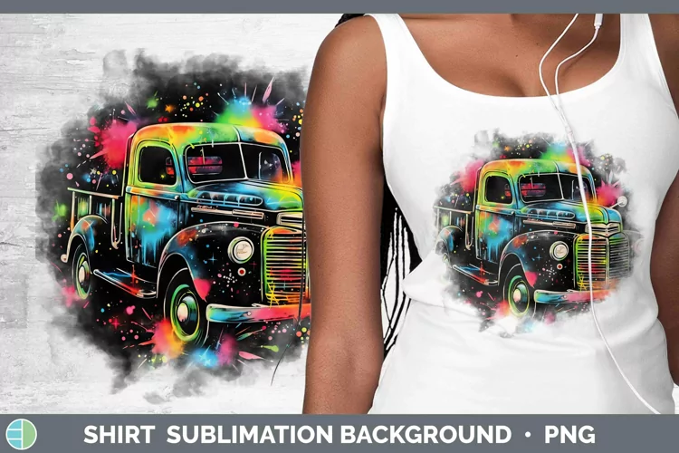 Neon Christmas Vintage Truck Shirt Sublimation Sublimation B