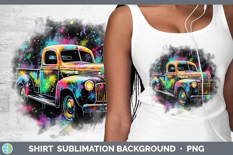 Neon Christmas Vintage Truck Shirt Sublimation Sublimation B