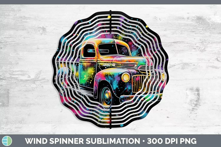 Neon Christmas Vintage Truck Wind Spinner Sublimation Spinne