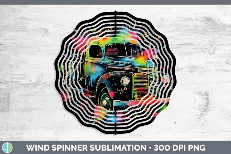 Neon Christmas Vintage Truck Wind Spinner Sublimation Spinne