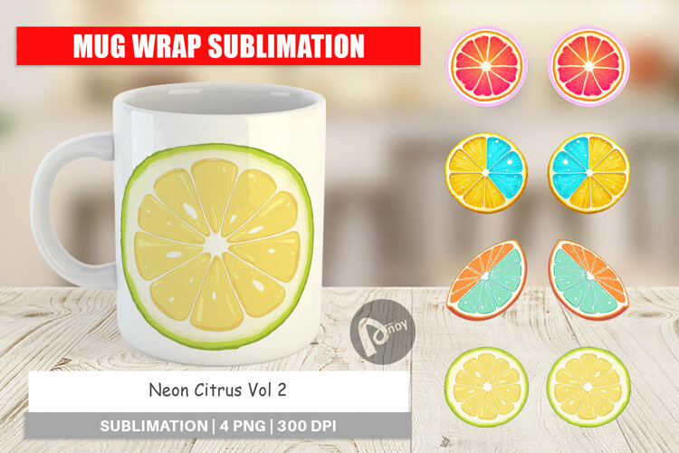 Mug Wrap Neon Citrus example image 1