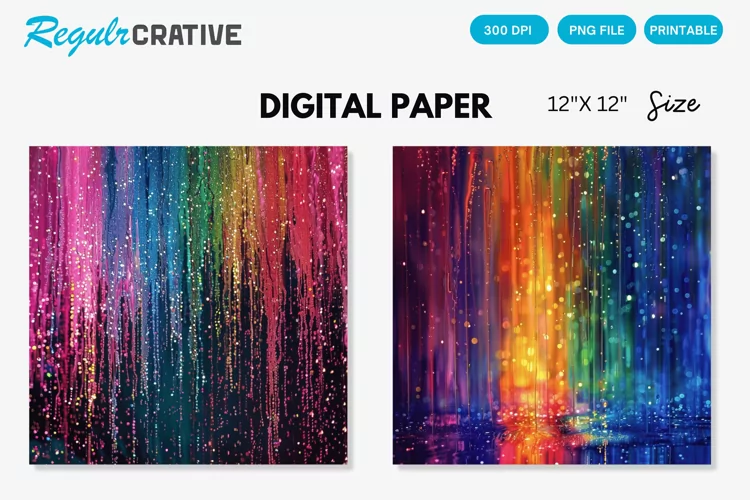 Neon Colored Electric Rain Seamless Digital Paper