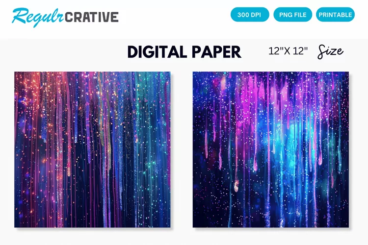 Neon Colored Electric Rain Seamless Digital Paper