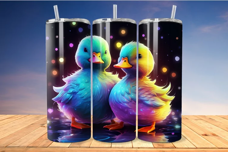 Neon Colorful Cute Duck 20 Oz Skinny Tumbler