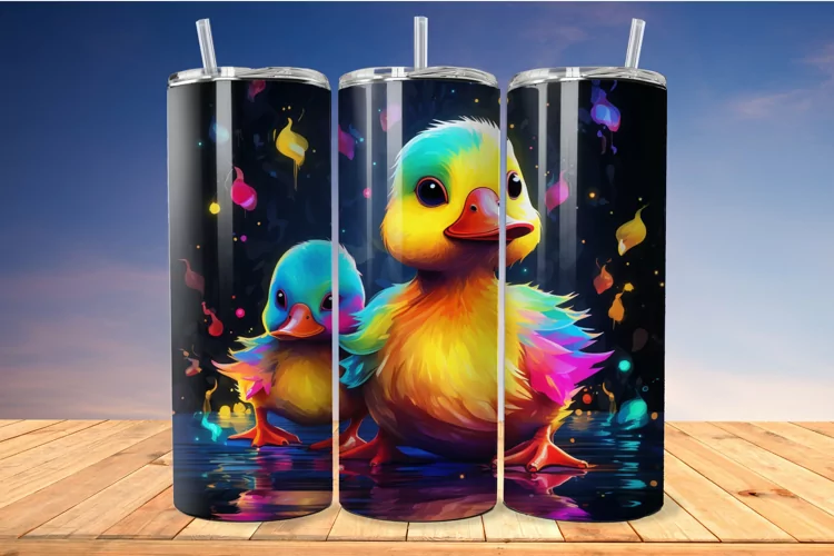 Neon Colorful Cute Duck 20 Oz Skinny Tumbler