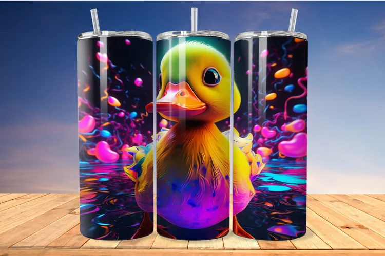 Neon Colorful Cute Duck 20 Oz Skinny Tumbler
