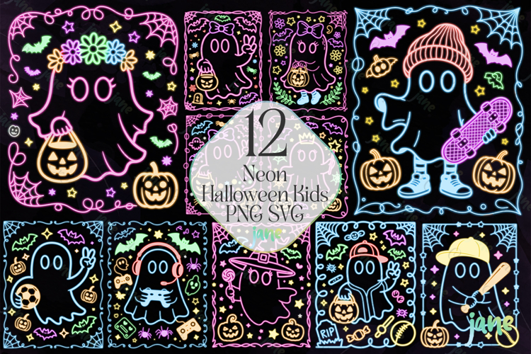 Neon Cute Halloween Kids Boy Girl Bundle