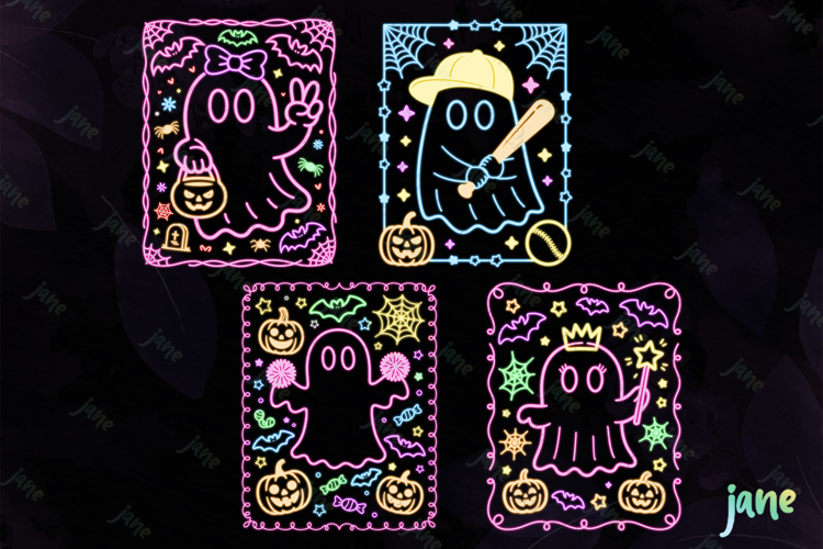 Neon Cute Halloween Kids Boy Girl PNG
